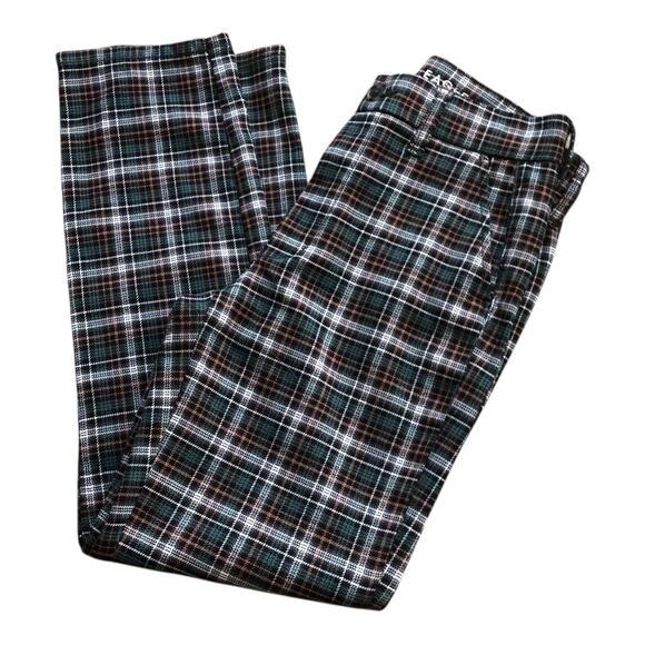 American Eagle Outfitters Plaid Pants Flat Front Stretch Women Size 2 US Regular - Picture 1 of 14